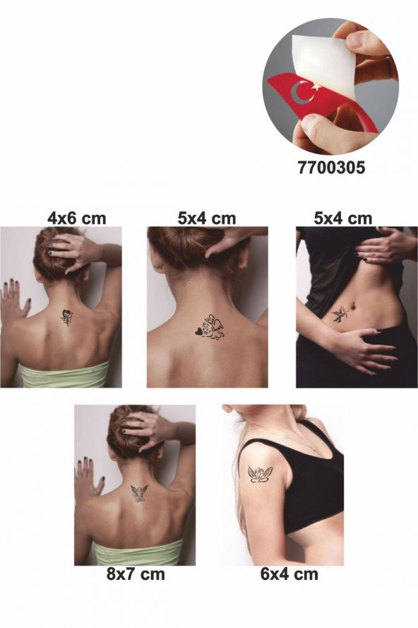 Melek Mi Şeytan Mı 5 Adet  Geçici Dövme Kına Şablonu ürün görseli 1