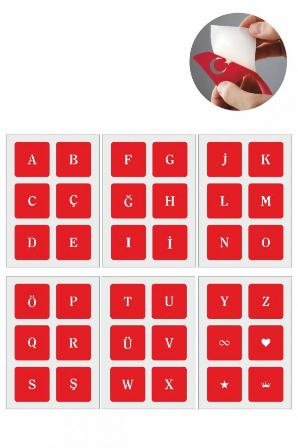 Düz Font Kare Harf Geçici Dövme Şablonu ürün görseli 1