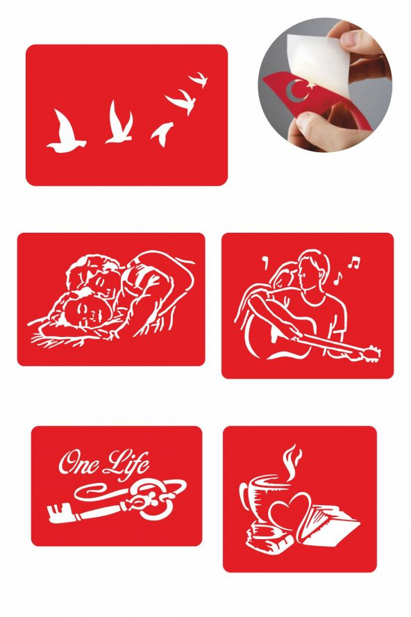 Sarmaş Dolaş Desenler 5 Adet Geçici Dövme Kına Şablonu ürün görseli 1