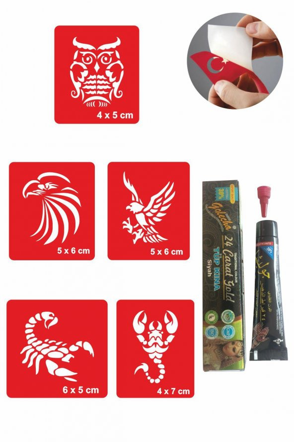 Akrep Baykuş Hint Kınası ile Geçici Dövme Yapma Seti ürün görseli 1