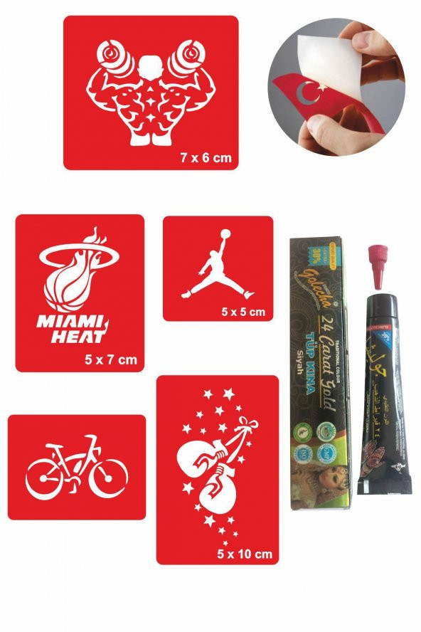 Sporcu Sembolleri Hint Kınası ile Geçici Dövme Yapma Seti ürün görseli 1