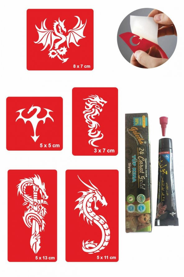 Dragon Hint Kınası ile Geçici Dövme Yapma Seti ürün görseli 1