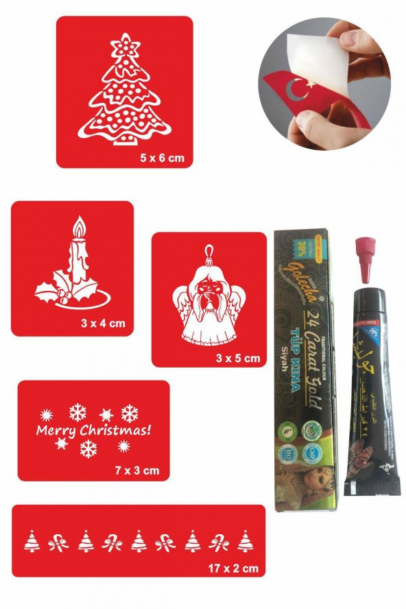 Yeni Yıl Çam ağacı Hint Kınası ile Geçici Dövme Yapma Seti ürün görseli 1