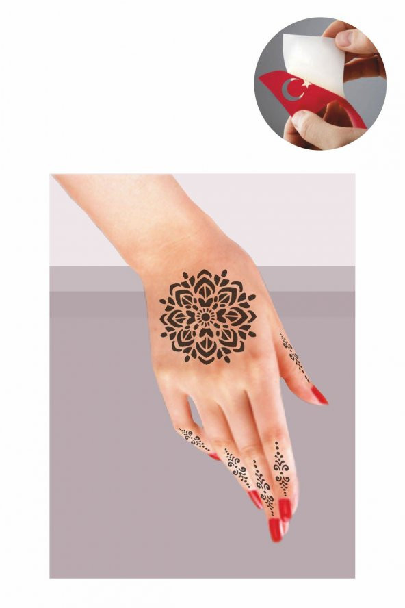 El Süsleme Mandala Hint Kınası ile Geçici Dövme Yapma Seti ürün görseli 1