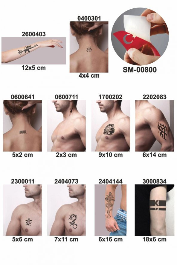 Trend Tasarımlar Kınayla Geçici Dövme Kampanya Seti 1 Tüp Siyah Kına 10 desen ürün görseli 1