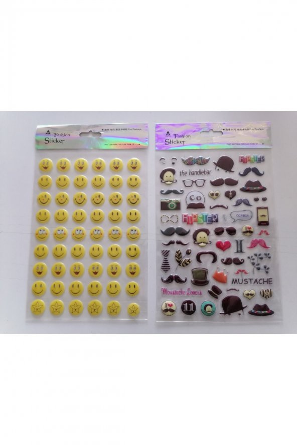 Çocuk Oyun Sticker Çıkarma Seti Emoji Ve Bıyık ürün görseli 1