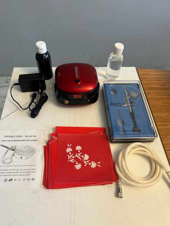 Şarjlı Airbrush Mini Boya Tabancası Geçici Dövme Seti Boya ve Desen Hediyeli ürün görseli 1