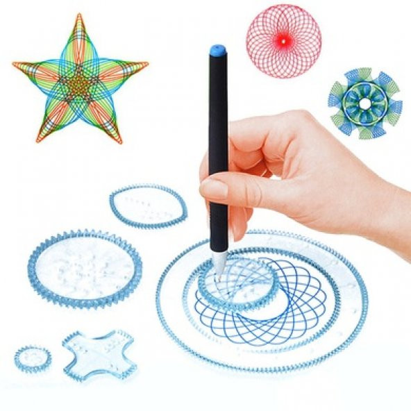 3 Boyutlu Desen Çizim Cetveli Spirograph  8 ADET BİRDEN ürün görseli 1