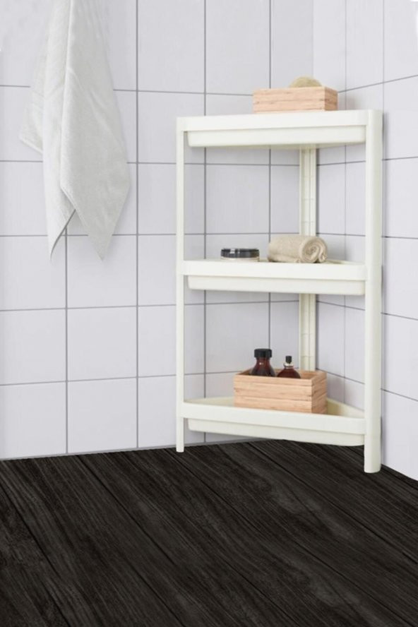 3 Katlı Köşeli Banyo Rafı Siyah ürün görseli 1