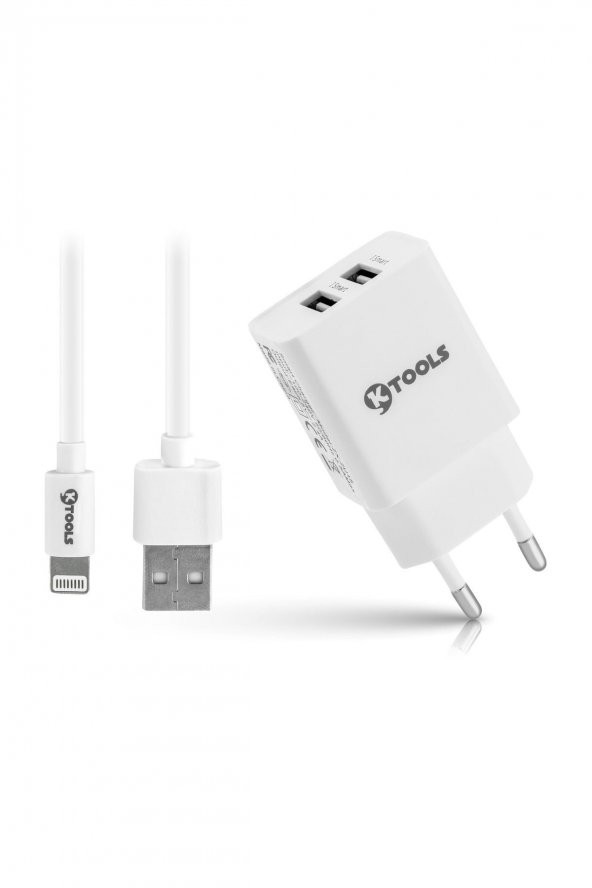 Life 2.4A Çift Lightning Giriş Şarz Cihazı 12W Hızlı Şarj Adaptör ve Kablo ürün görseli 1