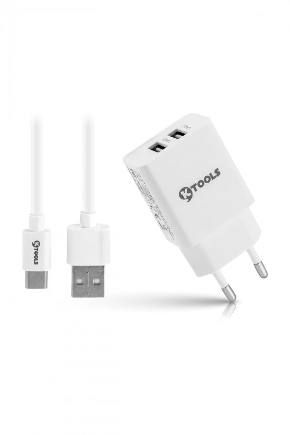 Life 2.4A Çift Type-C Seyahat Şarj Cihazı 12W Hızlı Şarj   Adaptör ve Kablo ürün görseli 1