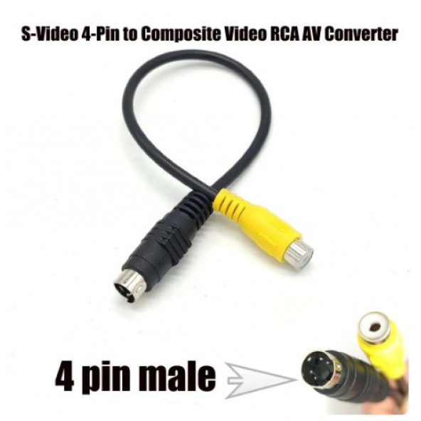 RCA to 4 pin S-Video Kablo 25 cm - Resim 3