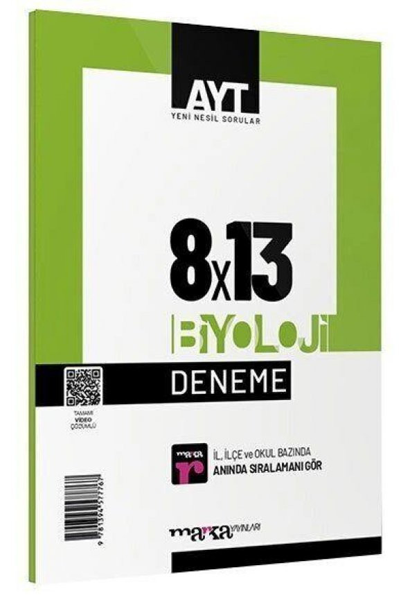 AYT Biyoloji 8 Deneme Tamamı Video Çözümlü Marka Yayınları ürün görseli 1