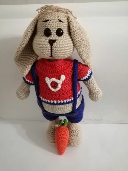 Tombik Tavşan ve Havucu Amigurumi Organik Oyuncak ürün görseli 1