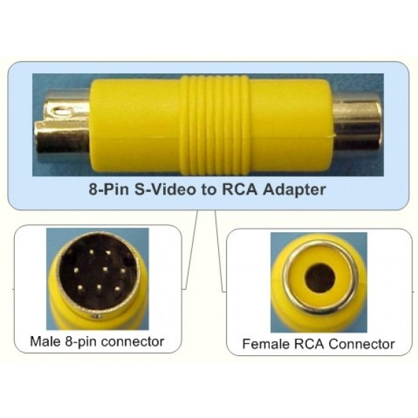 8 Pin S-Video Erkek to RCA Dişi Adapter ürün görseli 1