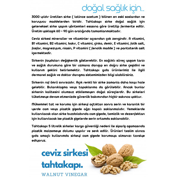 Tahtakapı Ceviz Sirkesi 5 Litre - Resim 4