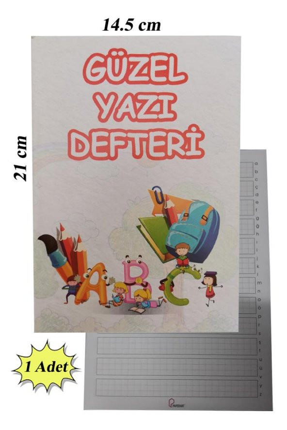 Güzel Yazı Defteri Küçük Boy 14,5x21 cm 24 Yaprak 1 Adet Klavuzlu Standart Çizgili Yazı Defteri Dik Temel Harflerle 1. Sınıf ürün görseli 1