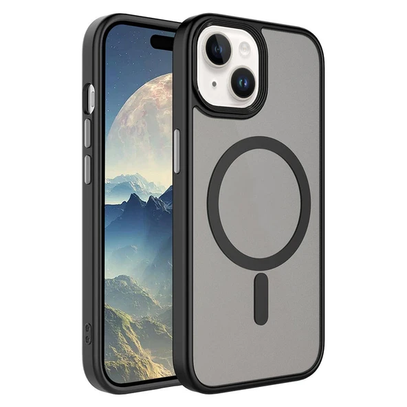 Gpack Apple iPhone 15 Kılıf Flet Wireless Şarj Özellikli Mat Arka Füme Yüzey ürün görseli 1