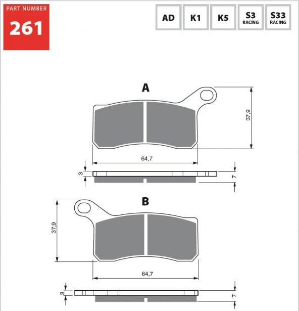 GOLD K5 261 FREN BALATA SİNTER METAL ürün görseli 1