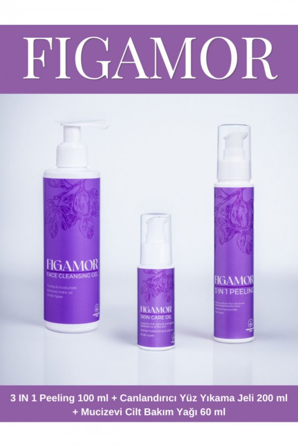 Figamor 3 ın 1 Peeling 100 ml  Canlandırıcı Yüz Yıkama Jeli 200 ml  Mucizevi Cilt Bakım Yağı 60 ml ürün görseli 1