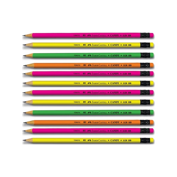 Faber-Castell Candy Silgili Yuvarlak Kurşun Kalem 12'li ürün görseli 1