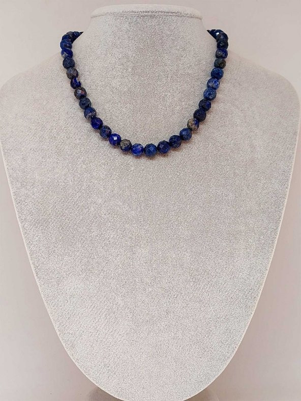 Lapis Taşı Faset Kesim Kolye 8mm (klipsli) ürün görseli 1