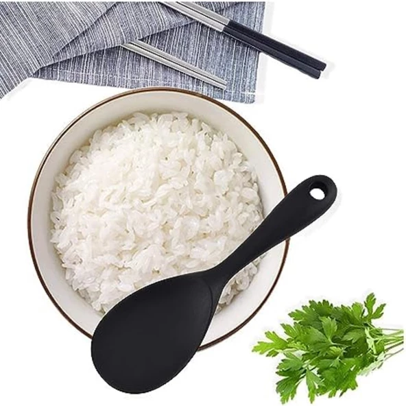 Burcummm Silikon Kısa Pilav Kaşığı Siyah ürün görseli 1