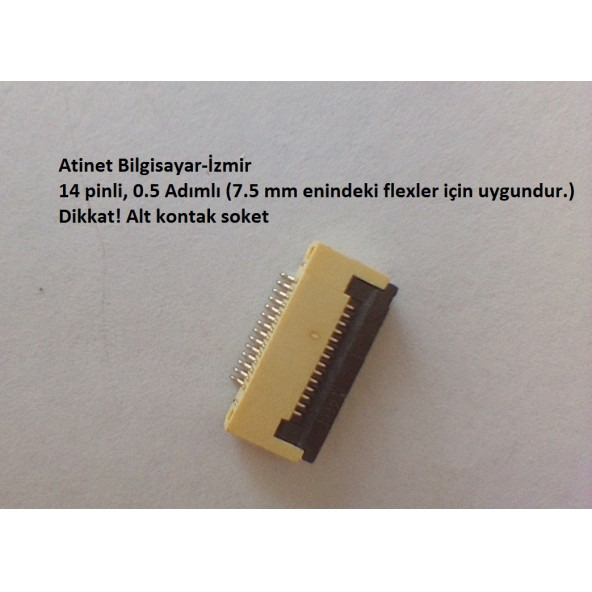 14 Pin 0.5 Adımlı Flex Soketi Flex Ffc Konnektörü14-0.5-Alt ürün görseli 1