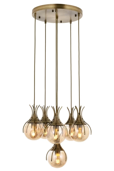 ALTILI YUVARLAK AVİZE GOLD A-176-6G ürün görseli 1