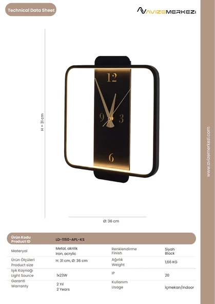 SAATLİ KARE APLİK LD-1151-APL-KS - Resim 2