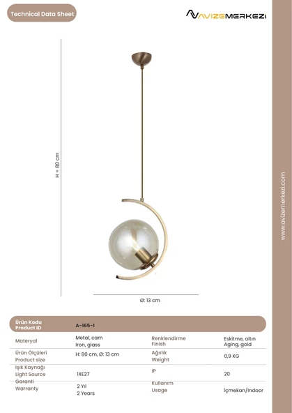 TEKLİ AVİZE A-165-1 - Resim 3