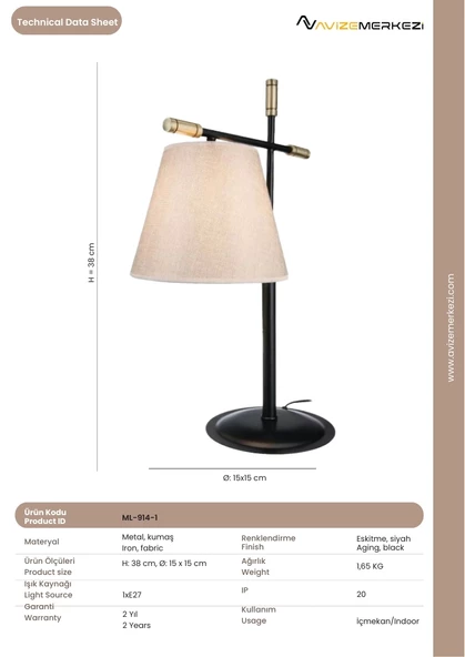 MASA LAMBASI ML-914-1 - Resim 3