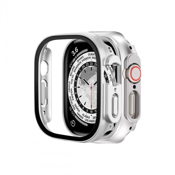 BİNANO APPLE WATCH ULTRA 49MM SENSE KASA VE EKRAN KORUYUCU GÜMÜŞ ürün görseli 1