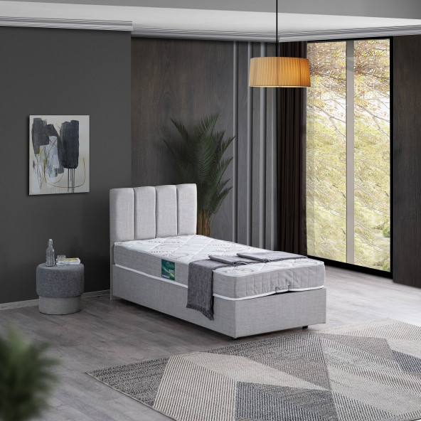 Defne Baza Başlık Comfort Ortopedik Yatak Seti - Açık Gri ürün görseli 1