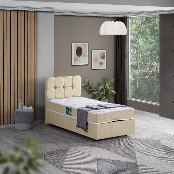 Setay Berlin Tek kişilik Baza Başlık Comfort Yatak Seti - Krem ürün görseli 1