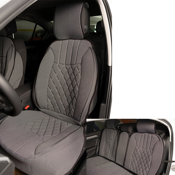 Space Elegance 5li Koltuk Kılıfı Set Minder Gri / KLMNY549 PREMİUM ürün görseli 1