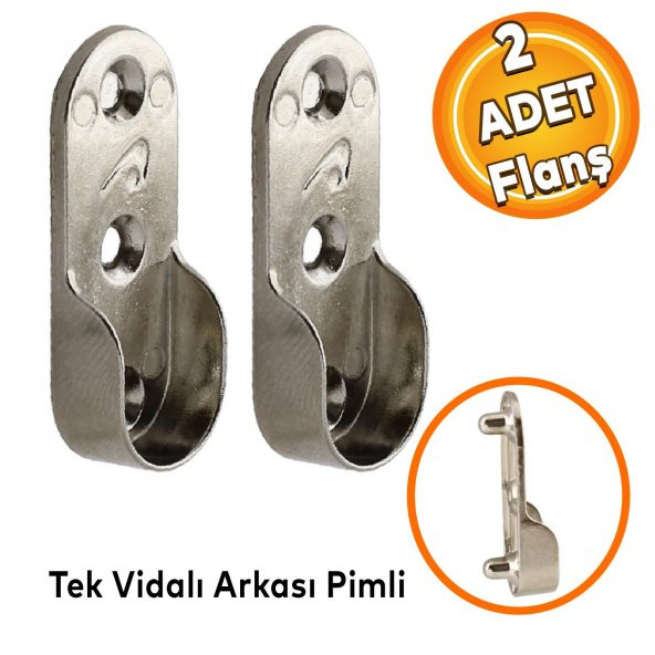 Askı Flanşı Oval Dolap Boru Sabitleme Kıyafet Elbise Askı Flanş Aparatı Krom 45 mm (2 ADET) ürün görseli 1