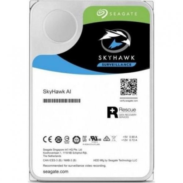 Seagate 8TB 3.5" 7200Rpm 256MB SATA3 6GB/s Skyhawk (ST8000VE001) ürün görseli 1