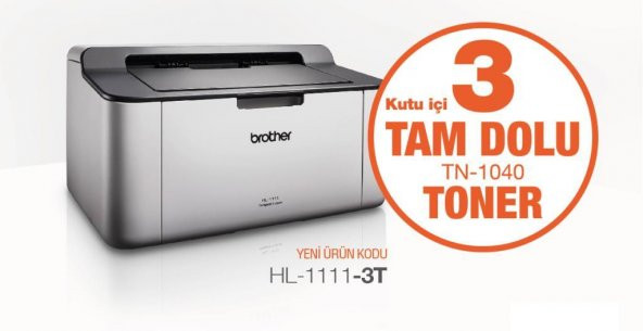 Brother HL-1111 Mono Lazer Yazıcı (3 Orijinal Tonerli) ürün görseli 1