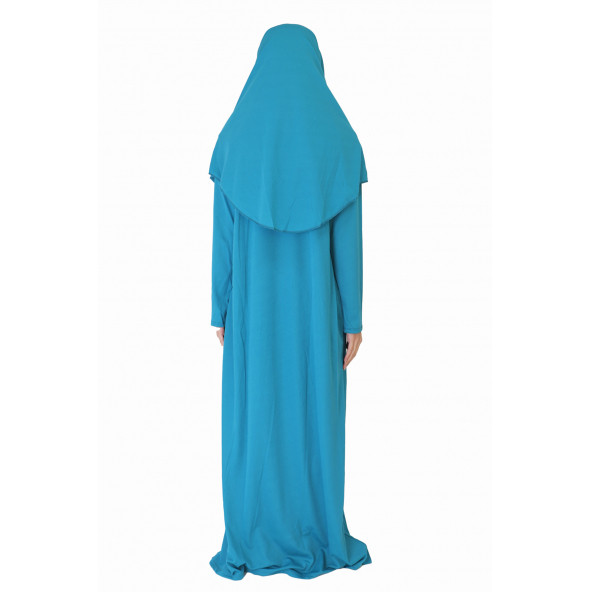 TURKUAZ FERMUARLI NAMAZ ELBİSESİ ürün görseli 1