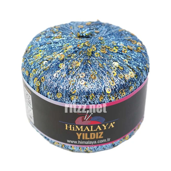 Himalaya Yıldız 58116 Mavi Simli Gold Pullu - Resim 2