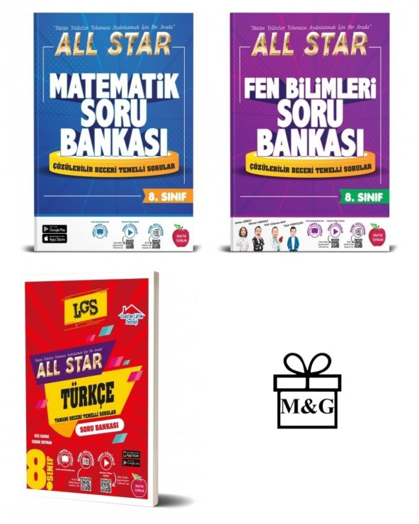 8.Sınıf All Star Matematik Fen Bilimleri Ve Türkçe Soru Bankası ürün görseli 1