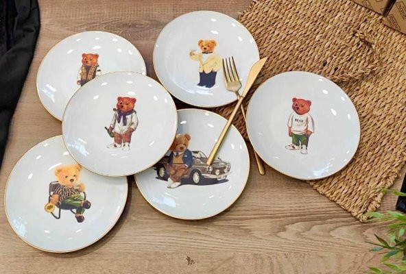 Roy King Bear 6 lı Pasta Tabak 20 cm ürün görseli 1
