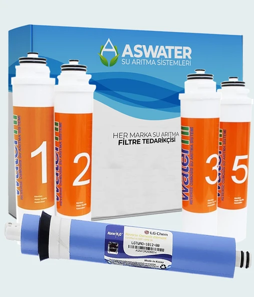 Waterfil İçin Tak Çevir 5li Filtre Takımı 80GPD LG Membran ürün görseli 1