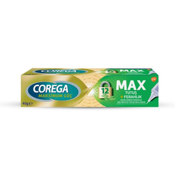 Corega Max Tutuş + Ferahlık Diş Protezi Yapıştırıcı Krem 40gr ürün görseli 1
