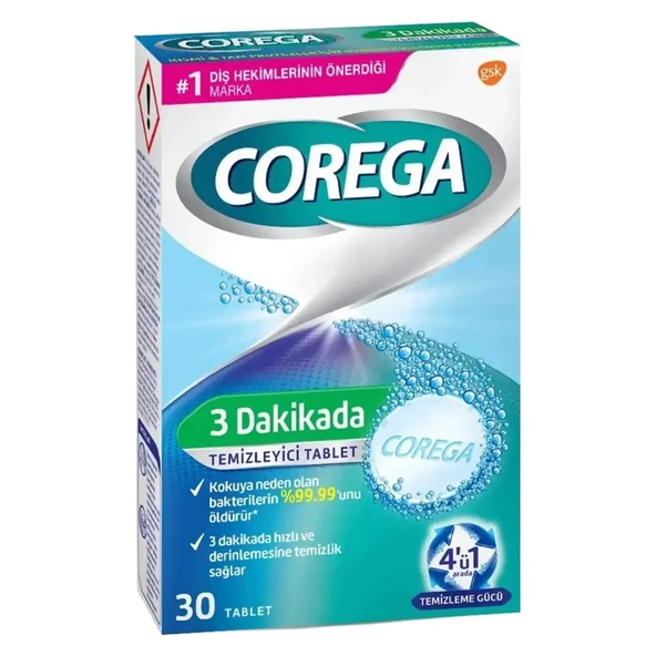 Corega Diş Protezi Temizleyici 30 Tablet ürün görseli 1