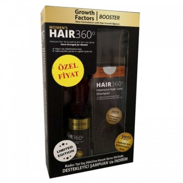 Hair 360 Women Booster Growth Factors Kadın Şampuan + Sprey SET ürün görseli 1