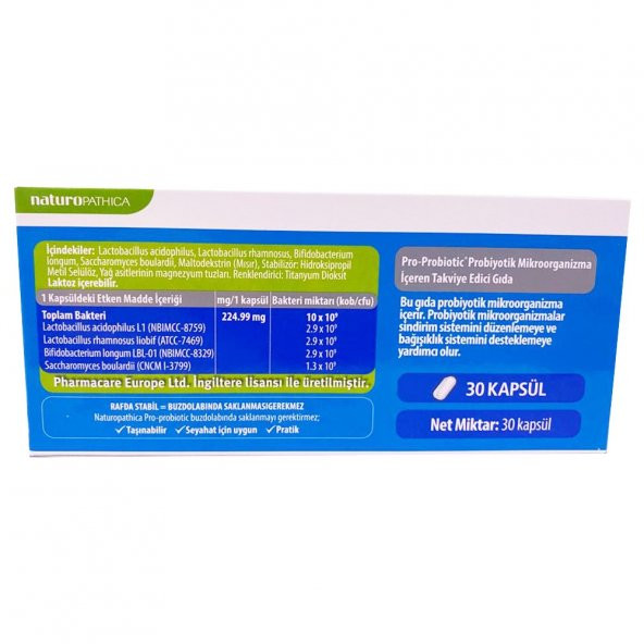 Naturopathica Pro-Probiotic 30 Kapsül - Resim 2