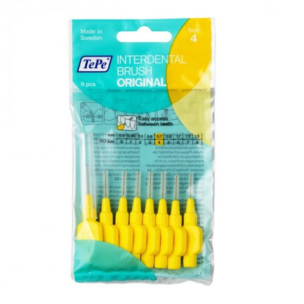 Tepe Diş Arası Fırçası 0.7 mm Sarı 8 li ürün görseli 1