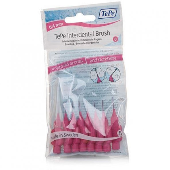 Tepe Diş Arası Fırçası 0.4 mm Pembe 8 li ürün görseli 1